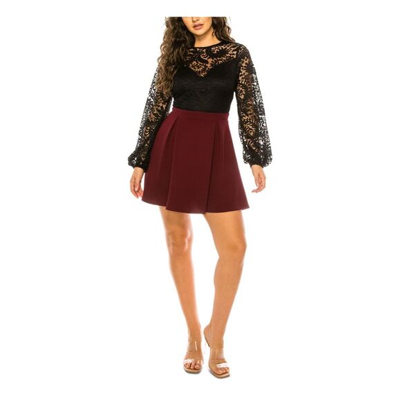 B Darlin Womens Short Sleeve Off Shoulder Short Fit Flare Cocktail Dress Wine Size 0